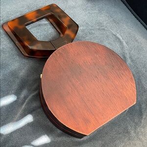 Zara Brown Wooden Mini Bag with Tortoiseshell Handle - Used, with black interior